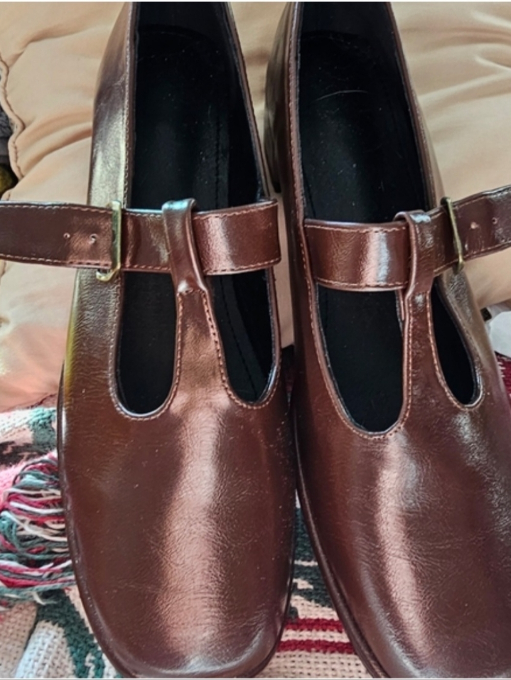 SHEIN Brown Mary Jane Buckle Shoes